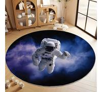 Tappeto Salotto Rotondo Surrealismo Astronauta Nello Spazio 160 cm Tappeti Soggiorno Rotondo, Nero Tappeto Lavabile Dell'Interno Morbido - Per La Camera Da Letto La Cucina Il Tavolo Della Sala