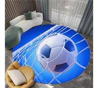 Tappeto Salotto Rotondo Surrealismo Calcio Gol 150 cm Tappeti Moderno Del Soggiorno Rotondo, Blu Tappeto Lavabile Dell'Interno Morbido - Per La Camera Da Letto La Cucina Il Tavolo Della Sala