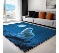 Tappeto Salotto Stile Fantastico Luna Lupo Bianco 160 x 230 cm Tappeti Moderno Del Soggiorno, Blu Tappeto Lavabile Dell'Interno Morbido - Per La Camera Da Letto La Cucina Il Tavolo Della Sala