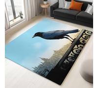 Tappeto Salotto Stile Fantasy Corvo Rovine Della Città 60 x 90 cm Tappeti Moderno Del Soggiorno, Blu Tappeto Lavabile Dell'Interno Morbido - Per La Camera Da Letto La Cucina Il Tavolo Della Sala