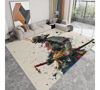 Tappeto Salotto Stile Giapponese Samurai Con Katana 180 x 240 cm Tappeti Moderno Del Soggiorno, Beige Tappeto Lavabile Dell'Interno Morbido - Per La Camera Da Letto La Cucina Il Tavolo Della Sala