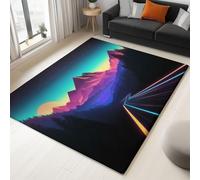Tappeto Salotto Strada Al Neon Retrò Montagne E Foreste 180 x 240 cm Tappeti Moderno Del Soggiorno, Nero Tappeto Lavabile Dell'Interno Morbido, Per La Camera Da Letto La Cucina Il Tavolo Della Sala
