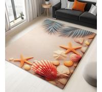 Tappeto Salotto Surrealismo Spiaggia Conchiglie Stelle Marine 140 x 200 cm Tappeti Soggiorno, Beige Tappeto Lavabile Dell'Interno Morbido, Per La Camera Da Letto La Cucina Il Tavolo Della Sala