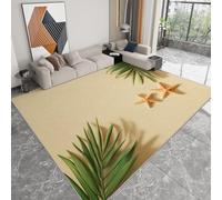 Tappeto Salotto Surrealismo Spiaggia Stella Marina Foglie Di Palma 90 x 150 cm Tappeti Soggiorno, Giallo Tappeto Lavabile Dell'Interno Morbido - Per La Camera Da Letto La Cucina Il Tavolo Della Sala