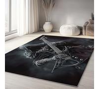 Tappeto Salotto, Tappeto Camera dei bambini Antiscivolo Lavabile Moderno Tappeti Camera Da Letto Tappeti Dark Fantasy Grim Reaper Falce Chitarra elettrica per Soggiorno Sala 160 x 230cm