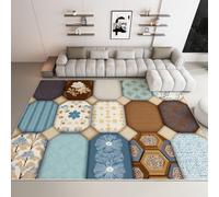 Tappeto Salotto Toni Della Terra Forme Geometriche Floreali Tappeti Decorativi 60x90 cm Morbido Pelo Corto Lavabile, Beige Tappeti Soggiorno Grandi Antiscivolo per Sala da Pranzo Camera da Letto