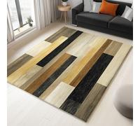 Tappeto Salotto Venatura Del Legno Rettangolare Geometrica 180 x 240 cm Tappeti Soggiorno, Marrone Tappeto Lavabile Dell'Interno Morbido - Per La Camera Da Letto La Cucina Il Tavolo Della Sala