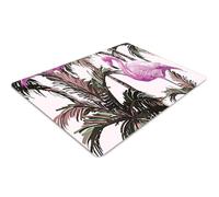 Tappeto Salvapavimento 100x70 cm Rettangolare Resistente ai Danni PVC Vinile per Ufficio a Casa Facile da Pulire Impermeabile Antiscivolo Protezione di Pavimenti - Fenicotteri su una palma.