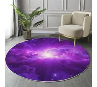 Tappeto Scena Dell'Universo 80Cm, Rotondo A Pelo Lungo, Con Galassia Viola, Lavabile, Cerchio Extra Morbido,Per Camera Da Letto,Sala Da Pranzo,Cameretta Dei Bambini,Viola