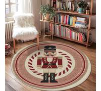 Tappeto Schiaccianoci, motivo natalizio con bastoncini di zucchero a vortice rosso a pelo basso estetico cerchio estetico per la casa zerbino accenti tappeto ingresso bagno cucina porta decorazione