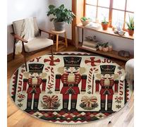 Tappeto Schiaccianoci, motivo natalizio con bastoncini di zucchero, scatola regalo natalizia rossa con retro antiscivolo, resistente allo sbiadimento, tappeto estetico per la casa, per soggiorno