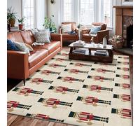 Tappeto Schiaccianoci, Natale festivo, Spada tamburo Natale rosso a pelo basso estetico rettangolare tappeto per pavimento casa tappeto per soggiorno, camera da letto, sala da pranzo, scrivania