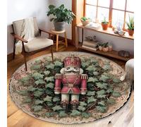 Tappeto Schiaccianoci, Natale tradizionale bacche di edera Natale rosso a pelo basso tappeto per interni modello tappeto non perde pelo, per soggiorno, camera da letto, sotto il letto, appartamento