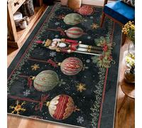 Tappeto schiaccianoci, ornamenti natalizi natalizi con fiocchi di neve rossi a pelo basso bordo bordatura tappeto rettangolare tappeto per soggiorno camera da letto sotto il letto decorazione