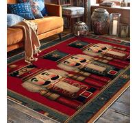 Tappeto Schiaccianoci, tappeto natalizio a pelo basso, resistente allo sbiadimento, tappeto estetico per la casa, per soggiorno, camera da letto, sotto il tavolo, decorazione per sala da pranzo, 15 x