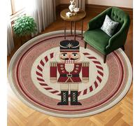 Tappeto Schiaccianoci, Tappeto natalizio natalizio con motivo a vortice di bastoncini di zucchero con retro antiscivolo, resistente allo sbiadimento, tappeto estetico per la casa, soggiorno, camera da