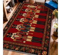 Tappeto Schiaccianoci, Tradizionale Tamburo Soldato Natale Rosso Retro Antiscivolo Estetico Rettangolare Tappeto per il Pavimento Della Casa Tappeto per Soggiorno Camera da Letto Aula College Dorm