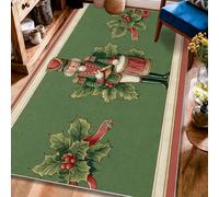 Tappeto Schiaccianoci, Tradizionale Tappeto natalizio con agrifoglio verde con retro antiscivolo, morbido, rettangolare, antimacchia, tappeto per soggiorno, camera da letto, sotto il letto