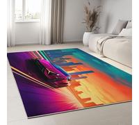 Tappeto Schienale Antiscivolo, Arancione, Tappeti Morbidi per Camera da Letto, 160 x 220 cm, Tappeti con Motivi Fantasy Città Auto Sportiva decorativi per soggiorno e aree interne