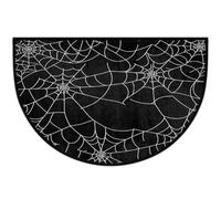 Tappeto semicircolare antiscivolo a forma di ragnatela nera per Halloween | Zerbino lavabile a mezza luna, decorazione per la casa per ingresso cucina esterno interno 61 x 91 cm