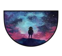 Tappeto semicircolare antiscivolo con motivo galassia e stella spaziale | Zerbino lavabile a mezza luna, decorazione per la casa per ingresso cucina esterno interno 61 x 91 cm