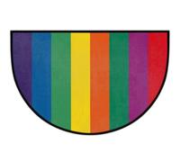Tappeto semicircolare con bandiera arcobaleno e strisce colorate | Zerbino lavabile a mezza luna, decorazione per la casa per ingresso cucina esterno interno 61 x 91 cm