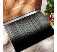 Tappeto Sfumatura Verticale Sottile Linea Bianca Ingresso Interno Tappeti Stile Minimalista 45 x 75 cm Antiscivolo Lavabile in Lavatrice Tapette Cucina Camera da Letto Entrata Scendiletto - Nero