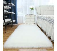 Tappeto Shaggy a pelo lungo 70 x 70 cm, in finta pelle di pecora, tappeto bianco peluche per camera da letto, morbida pelle di agnello, tappeto per la decorazione della casa