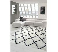 Tappeto Shaggy a pelo lungo di colore crema nero Größe 80x150 cm