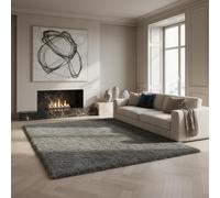 Tappeto Shaggy Colore uniforme Elegante Accogliente Morbido Lavabile Resistente Durevole 50mm Pelo Grigio chiaro 280x370 cm Soggiorno Sala da pranzo Compatibile con riscaldamento a pavimento