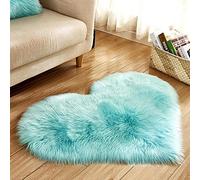 Tappeto Shaggy Lana Faux Soffici Stuoie Pelle di pecora artificiale Stuoia pelosa Tappeti cuore d'amore Nessun tappeto di pelucchi per soggiorno 30x30/40x50cm-40x50cm velluto lungo,Stati Uniti,celeste