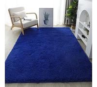 Tappeto Shaggy Rettangolare Blu per Soggiorno Camera dei Bambini Antiscivolo Super Morbido Lavabile Interno/Esterno 120x160 cmPerfetto Arredamento Casa