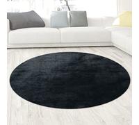 Tappeto Shaggy tappeto della camera da letto Flokati in nero,160 cm rotondo