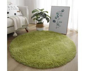 Tappeto Soffice Tappeto Peluche Rotondo con Pelo Seta Lana Solido Modello