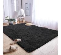 Tappeto Soggiorno 230 x 280 cm Scendiletto Moderno Shaggy Camera da Letto Tappeti con Fondo Antiscivolo, Dimensioni Diverse per Interni, Cameretta Dei Bambini, Nero