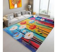 Tappeto Soggiorno Antiscivolo Lavabile Malinconia Strisce Fiori Botanici Pittura a Olio Stampato Design, Colorato Tappetini Rettangolari Soft Soffice Camera da Letto 160 x 230 cm multiuso Tappeto