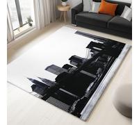 Tappeto Soggiorno Grandi Tappeti a Pelo Corto Paesaggio Urbano Costruzione Ponti Tappetino Antiscivolo, Pulizia Facile 140 x 200 cm per Camera da Letto Salotto Ufficio Bambini Crawl Mat, Nero