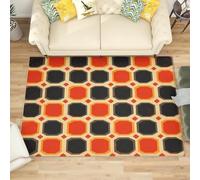 Tappeto Soggiorno Moderno a Pelo Corto - Arte Geometrica Medievale Tappeto Morbido e Antiscivolo per Camera da Letto, Arancione Nero Tappeti Lavabile in Lavatrice Dimensione:80x150 cm