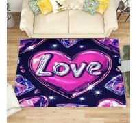 Tappeto Soggiorno Moderno a Pelo Corto - Disegno D'Amore Romantico Tappeto Morbido e Antiscivolo per Camera da Letto, Stile Cartone Animato Tappeti Lavabile in Lavatrice Dimensione:180x240 cm