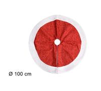 TAPPETO SOTTOALBERO NATALE GONNA COPERTURA 100CM EFFETTO GLITTER ROSSO PELLICCIA