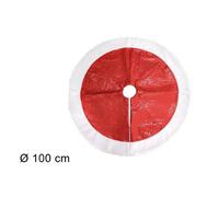 TAPPETO SOTTOALBERO NATALE GONNA COPERTURA 100CM ROSSO POIS CON PELLICCIA BIANCA