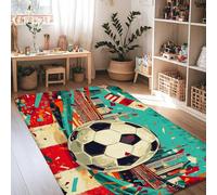 Tappeto sportivo e moderno con forme astratte, skyline della città, nessuno turchese, in spugna a pelo basso, resistente allo sbiadimento, tappeto estetico per la casa, per soggiorno, camera da letto