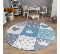 TT Home Tappeto per cameretta Tappeto per bambini ragazzo ragazza Tappeto bambini cuori, Colore:Grigio Blu Crema, Dimensione:80x150 cm