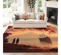 Tappeto Stile Giapponese Scenario Tradizione Samurai 50 x 80 cm - Antiscivolo Lavabile Tappeti Camera Da Letto, Corto Pile Tappeto per Soggiorno, Sala da Pranzo, Corridoio, Ufficio - Multicolore