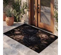 Tappeto Stile Retrò Di Lusso d'ingresso interno, Blu Navy | Zerbino Peonia Bacche Ramo Secco resistente e antiscivolo, Tappetino assorbe l'acqua e raccoglie lo sporco per mantenere la casa pulita