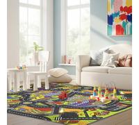 Tappeto stradale - ideale per giocare con bambini e ragazze con auto - sicuro, lavabile e pieno di avventure (100 x 100 cm)