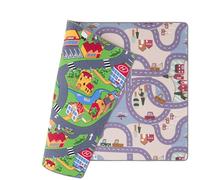 Tappeto Stradale per Bambini Double-Face Fun Town & Little Village - Tappeto per Bambini con Motivi di Strada, Stimola la creatività