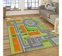 Tappeto Strade Città Cartoon, Tappetino Gioco Traffico Auto ed Edifici, Fondo Antiscivolo Tappeti per Camera, Sala Giochi, Soggiorno, Studio e Zona Relax per Decorazione Casa, 50x80 cm, Color 2