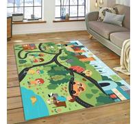 Tappeto Strade Città Cartoon, Tappetino Gioco Traffico Auto ed Edifici, Fondo Antiscivolo Tappeti per Camera, Sala Giochi, Soggiorno, Studio e Zona Relax per Decorazione Casa, 50x80 cm, Color 6