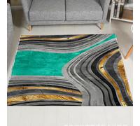 Tappeto,Strisce geometriche arancioni moderne, design astratto grigio nero, verde, 110 x 110 cm, Area Rug Living Room, Bedroom, Farmhouse Fireplace, Lounge Rugs for Wooden Floors,